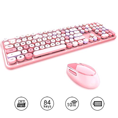 Bluetooth inalámbrico de teclado de máquina de escribir teclado compatible con Android, PC, Perfer for el hogar y la oficina Teclados lápiz labial color mezclado xuwuhz ( Color : Pink mixed color )