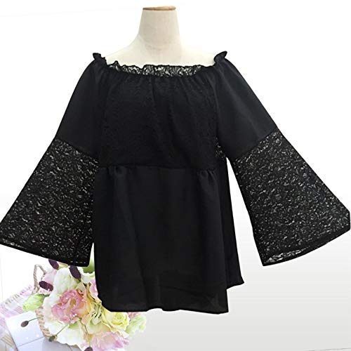Blusa de Las Mujeres Ocasionales Fuera del Hombro sólido Encaje Largo la Manga Remiendo cordón Tops Mujer Fuera Camisa Hombro Blusas Casuales Top Camiseta Vestido túnica Swing Estilo