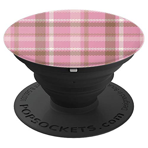 Blush Pink Preppy 80s Pale Pastels Beige 90s Plaid Gingham PopSockets Agarre y Soporte para Teléfonos y Tabletas