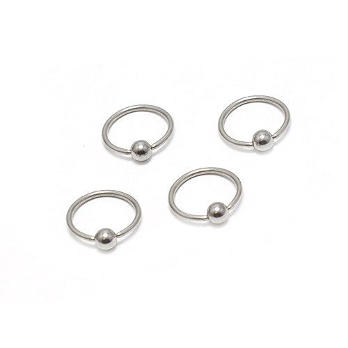 BodyJewelryonline Adultos en cautividad Grano 4pc Acero quirúrgico Aros y Anillo abridor Nariz Barriga ceja Tragus Labio Oreja pezón 14G 11mm