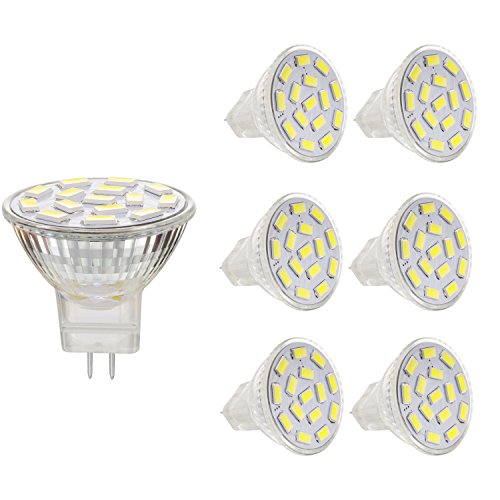 BOGAO MR11 GU4.0 3.5 W Led bombillas, Equival 25-35 W lámparas halógenas, AC/DC 12 V, 350 lm, 120 ° Flood viga, empotrable, iluminación de la pista, luz blanca (6000 K), 6 unidades