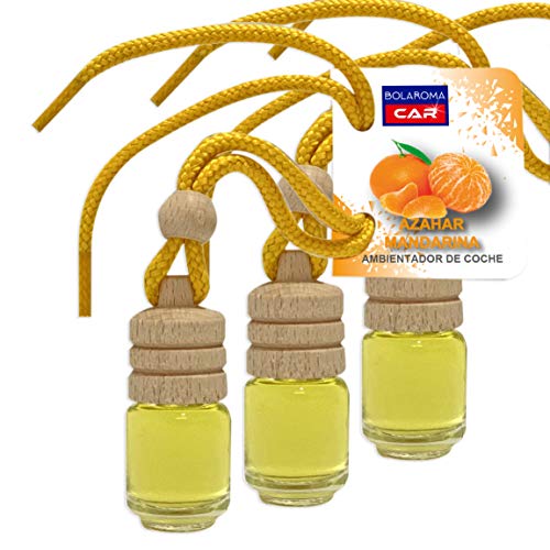BOLAROMA Pack 3 ambientadores Coche Botella 4,5 ml Fragancia azahar Mandarina