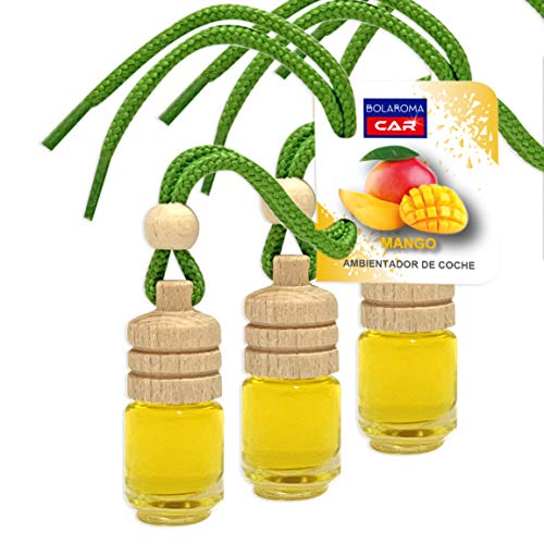 BOLAROMA Pack 3 ambientadores Coche Botella 4,5 ml Fragancia Mango