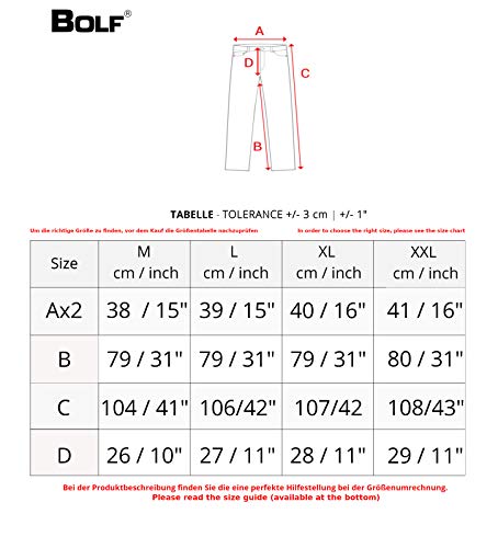 BOLF Hombre Pantalón Vaquero Jogger Pantalón Cargo Denim Jeans Pantalón de Mezclilla Sombreado Vaqueros de Algodón Slim Fit Estilo Urbano Red Fireball HY686 Negro M [6F6]