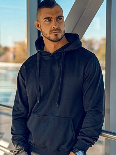 BOLF Hombre Sudadera Básica Unicolor Hoodie con Capucha J.Style 2009 Negra L [1A1]