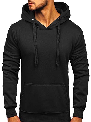 BOLF Hombre Sudadera Básica Unicolor Hoodie con Capucha J.Style 2009 Negra L [1A1]