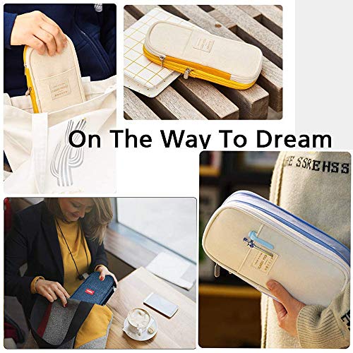 Bolígrafo Lona Plegable Estuche，Estuche Lápices Gran Capacidad，Estuche Lápices Lino Gran capacidad，Oval Single Estuche，Organizador Papelería con Cremallera