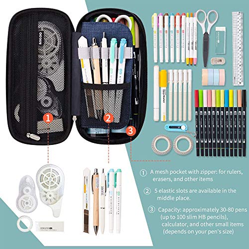 Bolígrafo Lona Plegable Estuche，Estuche Lápices Gran Capacidad，Estuche Lápices Lino Gran capacidad，Oval Single Estuche，Organizador Papelería con Cremallera