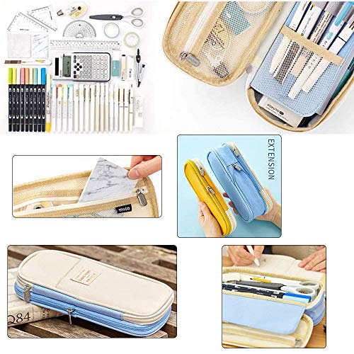 Bolígrafo Lona Plegable Estuche，Estuche Lápices Gran Capacidad，Estuche Lápices Lino Gran capacidad，Oval Single Estuche，Organizador Papelería con Cremallera