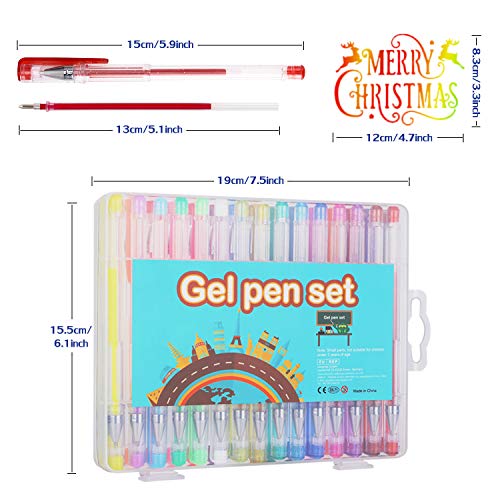 Bolígrafos de Gel, Gifort 30 Colores Set De 30 Bolis De Tinta De Gel De Colores - Brillo, Neón, Pastel, Metálico con 4 plantillas de pintura Regalos para Niñas