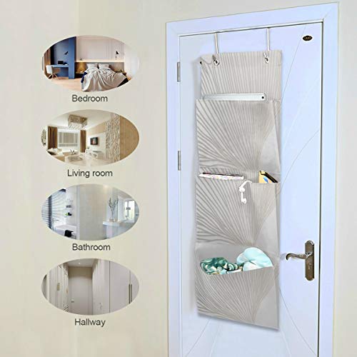 Bolsa de almacenamiento montada en la pared Colorido Gingko Biloba Organizador de almacenamiento para colgar en la pared Bolsa de almacenamiento para armario colgante con 4 bolsillos para despensa Cu