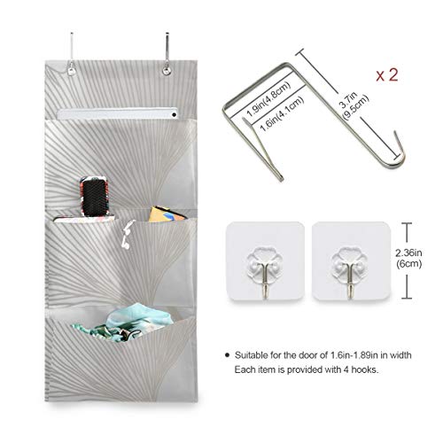 Bolsa de almacenamiento montada en la pared Colorido Gingko Biloba Organizador de almacenamiento para colgar en la pared Bolsa de almacenamiento para armario colgante con 4 bolsillos para despensa Cu