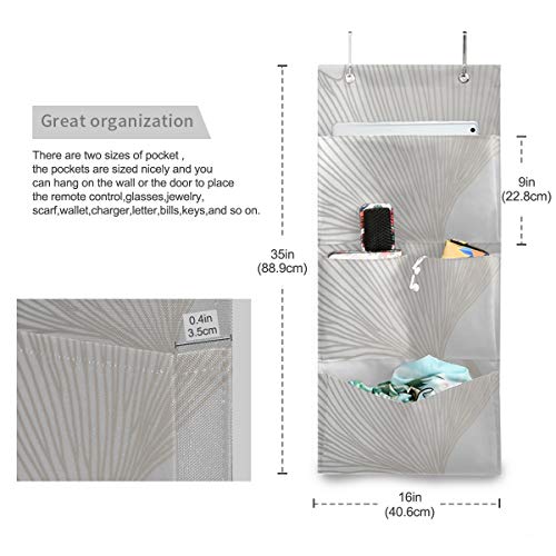 Bolsa de almacenamiento montada en la pared Colorido Gingko Biloba Organizador de almacenamiento para colgar en la pared Bolsa de almacenamiento para armario colgante con 4 bolsillos para despensa Cu