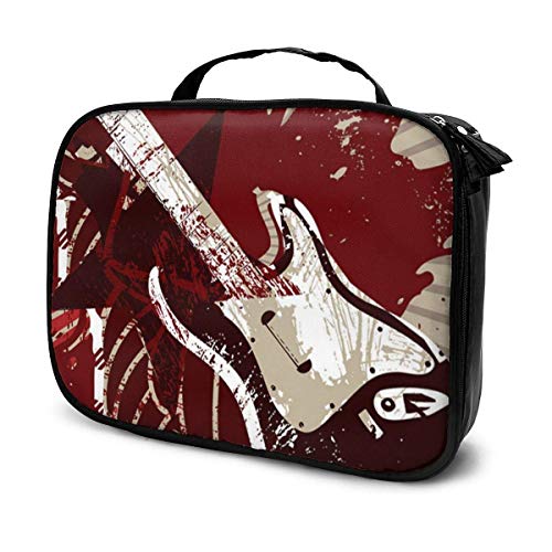 Bolsa de aseo con diseño de guitarra de roca, globos de aire caliente, bolsa de almacenamiento portátil profesional, bolsa de viaje con asa superior