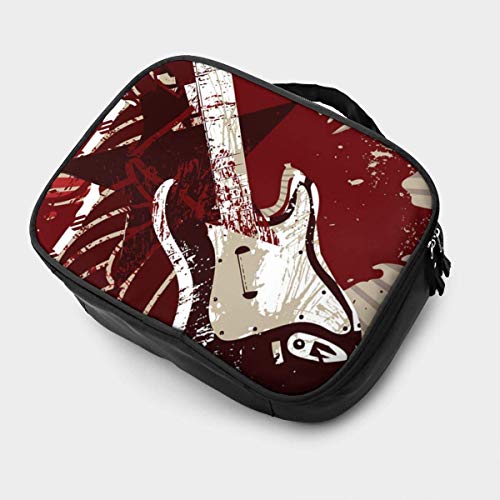 Bolsa de aseo con diseño de guitarra de roca, globos de aire caliente, bolsa de almacenamiento portátil profesional, bolsa de viaje con asa superior
