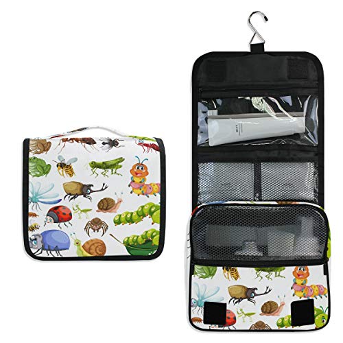 Bolsa de Aseo para Colgar, diseño de Gusanos de Seda, Mariquita, Mantis, para Mujeres, niñas, multifunción, Bolsa de Maquillaje, Bolsa de Almacenamiento
