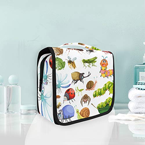 Bolsa de Aseo para Colgar, diseño de Gusanos de Seda, Mariquita, Mantis, para Mujeres, niñas, multifunción, Bolsa de Maquillaje, Bolsa de Almacenamiento