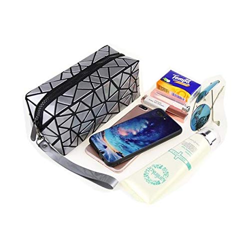 Bolsa de cosméticos CCI láser Plegable Geometría Lingge Portable Impermeable Señora cosmética del Bolso de la Muchacha portátil de Gran Capacidad (Negro) Neceser de Maquillaje (Color : Burgundy)