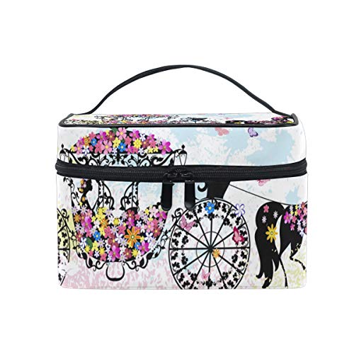 Bolsa de cosméticos de maquillaje Butterfly Princess Carriage Almacenamiento portátil con cremallera