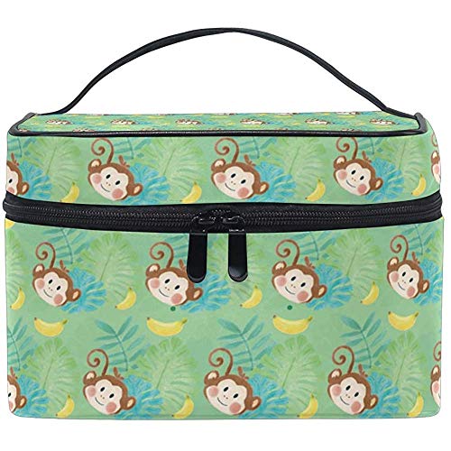Bolsa de cosméticos de Viaje Mono Plátano Hojas Tropicales Bolsa de Maquillaje Bolsa Bolsa Totalizador Organizador Almacenamiento para Mujeres Niñas
