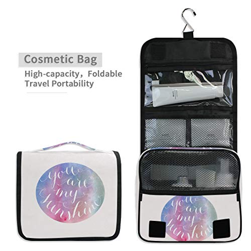 Bolsa de cosméticos Viaje colgando Bolsa de aseo You Are My Sunshine Bolsa de almacenamiento de viaje Bolsa de maquillaje portátil Bolsa organizadora para las mujeres