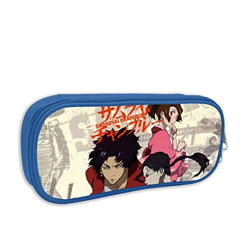 Bolsa de lápiz con cremallera doble para universidad Bolsa de organizador multifunción para niños Afro Samurai Anime Samurai Champloo Jin y Mugen Cartel Bolsa de maquillaje perfecta para diario