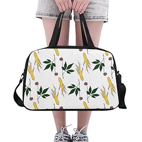 Bolsa de lona de trabajo Moda Ginseng natural Hierbas medicinales Yoga Bolsas de gimnasia Bolsas de deporte Bolsas de lona Bolsa de zapatos para equipaje deportivo Bolsa de mano para mujer al aire l