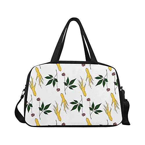 Bolsa de lona de trabajo Moda Ginseng natural Hierbas medicinales Yoga Bolsas de gimnasia Bolsas de deporte Bolsas de lona Bolsa de zapatos para equipaje deportivo Bolsa de mano para mujer al aire l