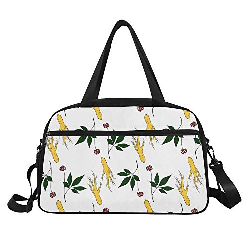 Bolsa de lona de trabajo Moda Ginseng natural Hierbas medicinales Yoga Bolsas de gimnasia Bolsas de deporte Bolsas de lona Bolsa de zapatos para equipaje deportivo Bolsa de mano para mujer al aire l
