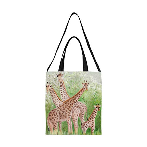 Bolsa de lona grande Pintura original Hermosas jirafas Masai Mara Bolsa de compras plegable para mujer Bolsa de supermercado Estampado grande Gran tamaño Simple Hombro Crossbody Strap Work School Sho