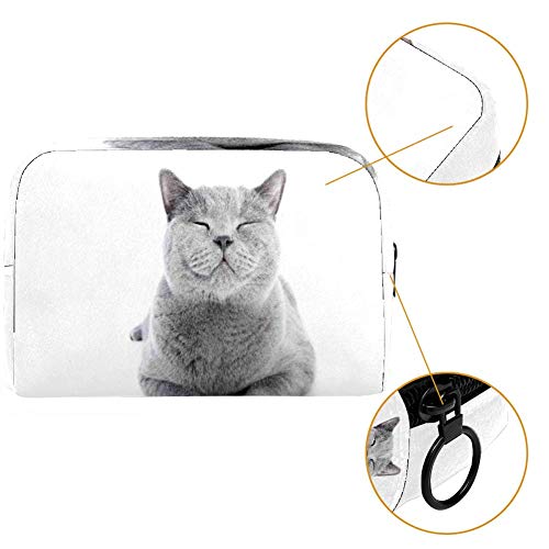 Bolsa de maquillaje británica de pelo corto, bolsa de maquillaje, organizador para viajes, portátil, para niñas, mujeres