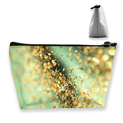 Bolsa de Maquillaje Cosmética Brillo Patrón de Oro Bolsa de cosméticos portátil Bolsa de Almacenamiento Trapezoidal móvil Bolsas de Viaje con Cremallera