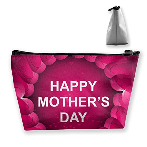 Bolsa de maquillaje cosmético de las madres de amor rojo corazón portátil bolsa de cosméticos móvil trapezoidal bolsa de almacenamiento bolsas de viaje con cremallera