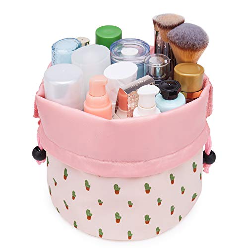 Bolsa de maquillaje de viaje Bolsa de cosméticos Organizador de aseo impermeable para mujeres y niñas (pequeño, cactus)