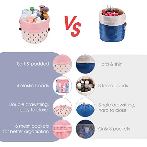 Bolsa de maquillaje de viaje Bolsa de cosméticos Organizador de aseo impermeable para mujeres y niñas (pequeño, cactus)