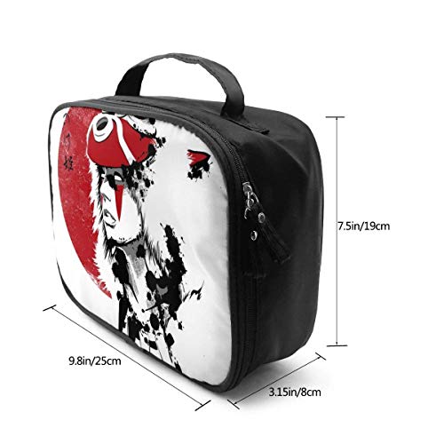 Bolsa de maquillaje para cosméticos con diseño de princesa, color rojo, Mononoke