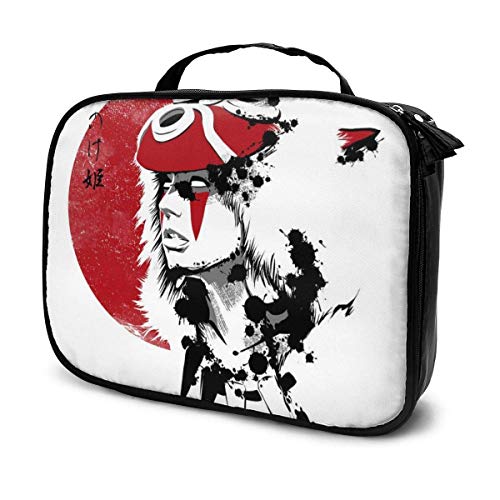 Bolsa de maquillaje para cosméticos con diseño de princesa, color rojo, Mononoke