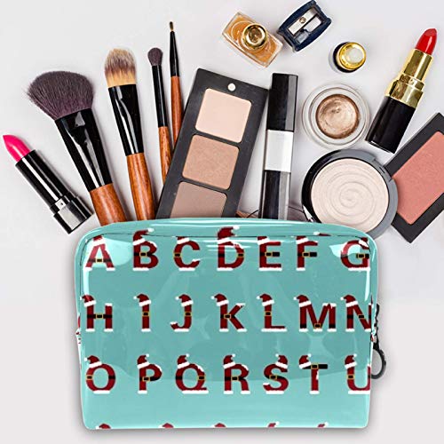 Bolsa de maquillaje portátil con cremallera bolsa de aseo de viaje para las mujeres práctico almacenamiento cosmético bolsa 26 letras inglesas