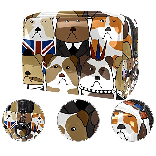 Bolsa de maquillaje portátil con cremallera bolsa de aseo de viaje para las mujeres práctico almacenamiento cosmético bolsa inglés perro