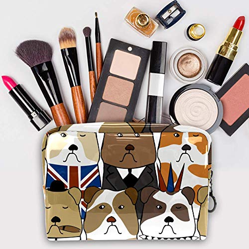 Bolsa de maquillaje portátil con cremallera bolsa de aseo de viaje para las mujeres práctico almacenamiento cosmético bolsa inglés perro
