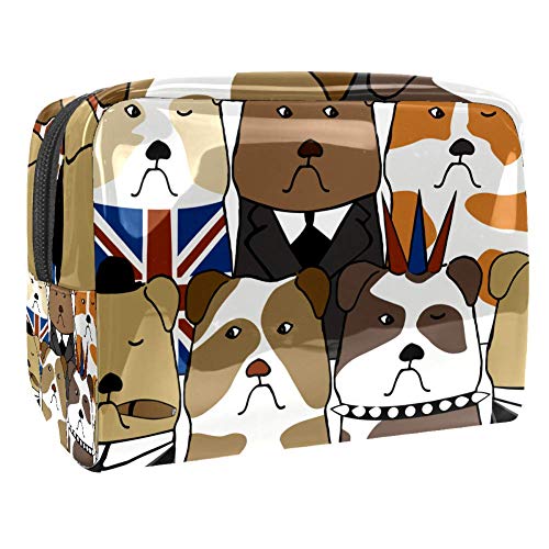 Bolsa de maquillaje portátil con cremallera bolsa de aseo de viaje para las mujeres práctico almacenamiento cosmético bolsa inglés perro