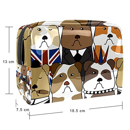 Bolsa de maquillaje portátil con cremallera bolsa de aseo de viaje para las mujeres práctico almacenamiento cosmético bolsa inglés perro