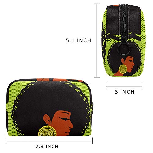 Bolsa de maquillaje portátil para mujer con pelo en el estilo de discoteca, bolsa de cosméticos impresa, bolsa de cosméticos para mujeres de viaje