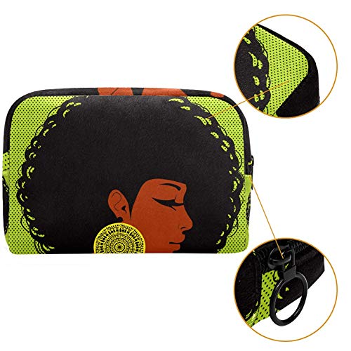 Bolsa de maquillaje portátil para mujer con pelo en el estilo de discoteca, bolsa de cosméticos impresa, bolsa de cosméticos para mujeres de viaje