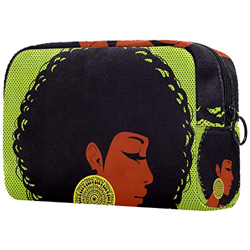 Bolsa de maquillaje portátil para mujer con pelo en el estilo de discoteca, bolsa de cosméticos impresa, bolsa de cosméticos para mujeres de viaje