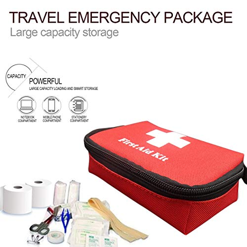 Bolsa de supervivencia de emergencia Kit de primeros auxilios de la familia Mini Kits de viaje deportivos portátiles Bolsa de bolsa médica para el hogar Bolsa de rescate al aire libre (Rojo) ESjasnyfa