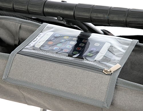 Bolsa organizadora BTR para cochecitos de bebé o sillas de paseo dobles o gemelar. Gris