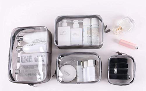 Bolsas de Aseo 4 en 1 Bolsas y Estuches de Maquillaje de Regalo Bolsa de plástico Bolsa de Viaje de PVC Transparente Cepillos Organizador para Hombres y Mujeres Viajes de Negocios Baño 4 pcs