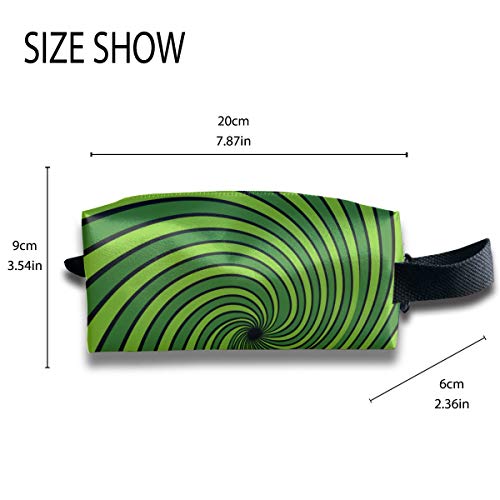 Bolsas de cosméticos para mujer Vigas abstractas Rayos radiales con estampado verde Bolsa de aseo para mujer Bolsa de belleza cuadrada pequeña para hombres Gran capacidad con cremallera para mujeres