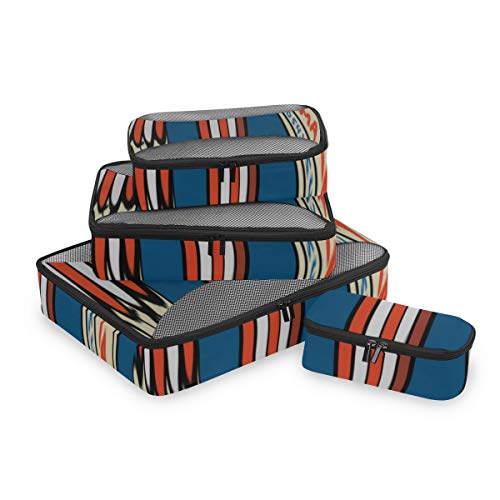 Bolsas de Cubo para la colección de Viaje de Palomitas de maíz Organizador de Cubo Dibujado a Mano para Equipaje de Viaje Organizador de Embalaje Cubos Organizador de Maleta de 4 Piezas Bolsa de Alma